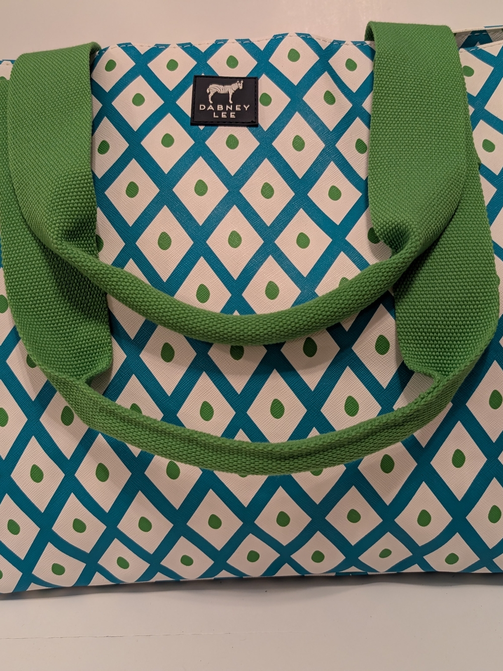 Dabney Lee Green & Teal Geometric Large Tote Bag